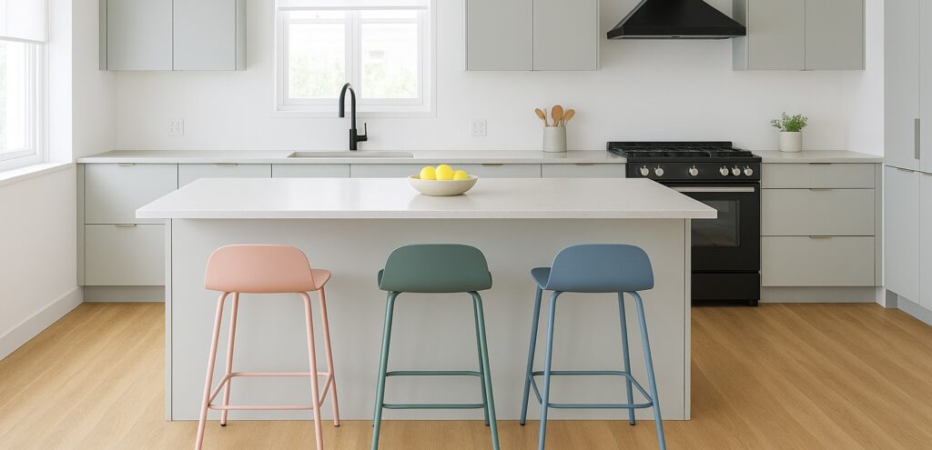 Spring Cleaning kitchen that shows clean flooring in spring colours
